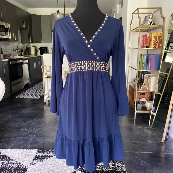 MICHAEL Michael Kors Dresses & Skirts - Michael Kors Navy Gold Embellished Dress